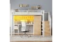 Merax Hochbett 140x200 mit LED, Kleiderschrank & Schreibtisch Bild 1