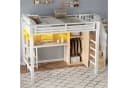 Merax Hochbett 140x200 mit LED, Kleiderschrank & Schreibtisch Bild 3