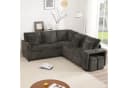 Merax Ecksofa L-förmig mit Schlaffunktion, USB & Stauraum Beige/Grau Bild 1