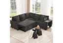 Merax Ecksofa L-förmig mit Schlaffunktion, USB & Stauraum Beige/Grau Bild 3