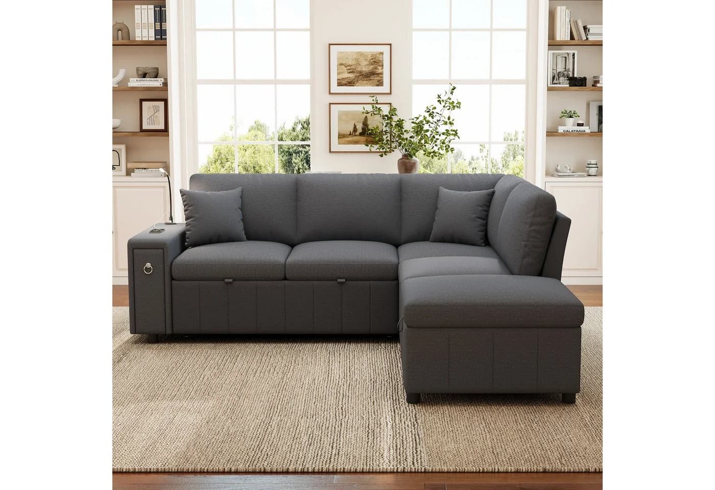Merax Schlafsofa L-Form 5-Sitzer mit USB, Schlaffunktion & Stauraum - Bild 3