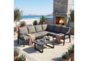 Merax Gartenlounge-Set 6-tlg. Beige/Grau mit Ecksofa & Couchtisch Bild 2