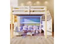 Merax Hochbett 140x200 mit LED-Beleuchtung und Stauraumtreppe Bild 1