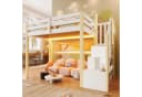 Merax Hochbett 90x200 cm mit LED-Beleuchtung & Stauraumtreppe Bild 4