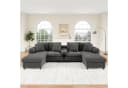 Merax Ecksofa Grau Cordstoff mit Bluetooth & Medienkonsole Bild 1