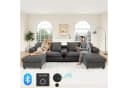 Merax Ecksofa Grau Cordstoff mit Bluetooth & Medienkonsole Bild 2