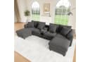 Merax Ecksofa Grau Cordstoff mit Bluetooth & Medienkonsole Bild 3