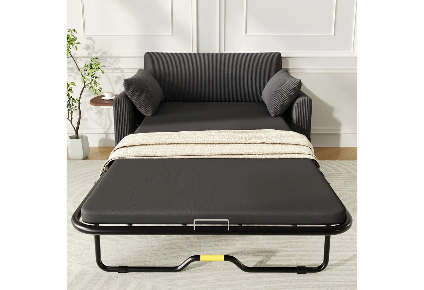 Merax Schlafsofa mit USB-Ladeanschluss und Klapptisch Grau - Bild 3