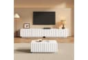 Merax Wohnzimmer-Set TV-Schrank & Couchtisch Weiß Schwarz Wellenoptik Bild 1