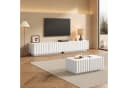 Merax Wohnzimmer-Set TV-Schrank & Couchtisch Weiß Schwarz Wellenoptik Bild 2
