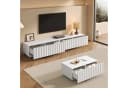 Merax Wohnzimmer-Set TV-Schrank & Couchtisch Weiß Schwarz Wellenoptik Bild 3