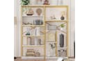 Merax Bücherregal Vitrine Modernes Standregal Mehrfachablagen Metall Weiß/Gold Bild 1