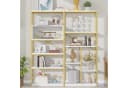 Merax Bücherregal Vitrine Modernes Standregal Mehrfachablagen Metall Weiß/Gold Bild 4