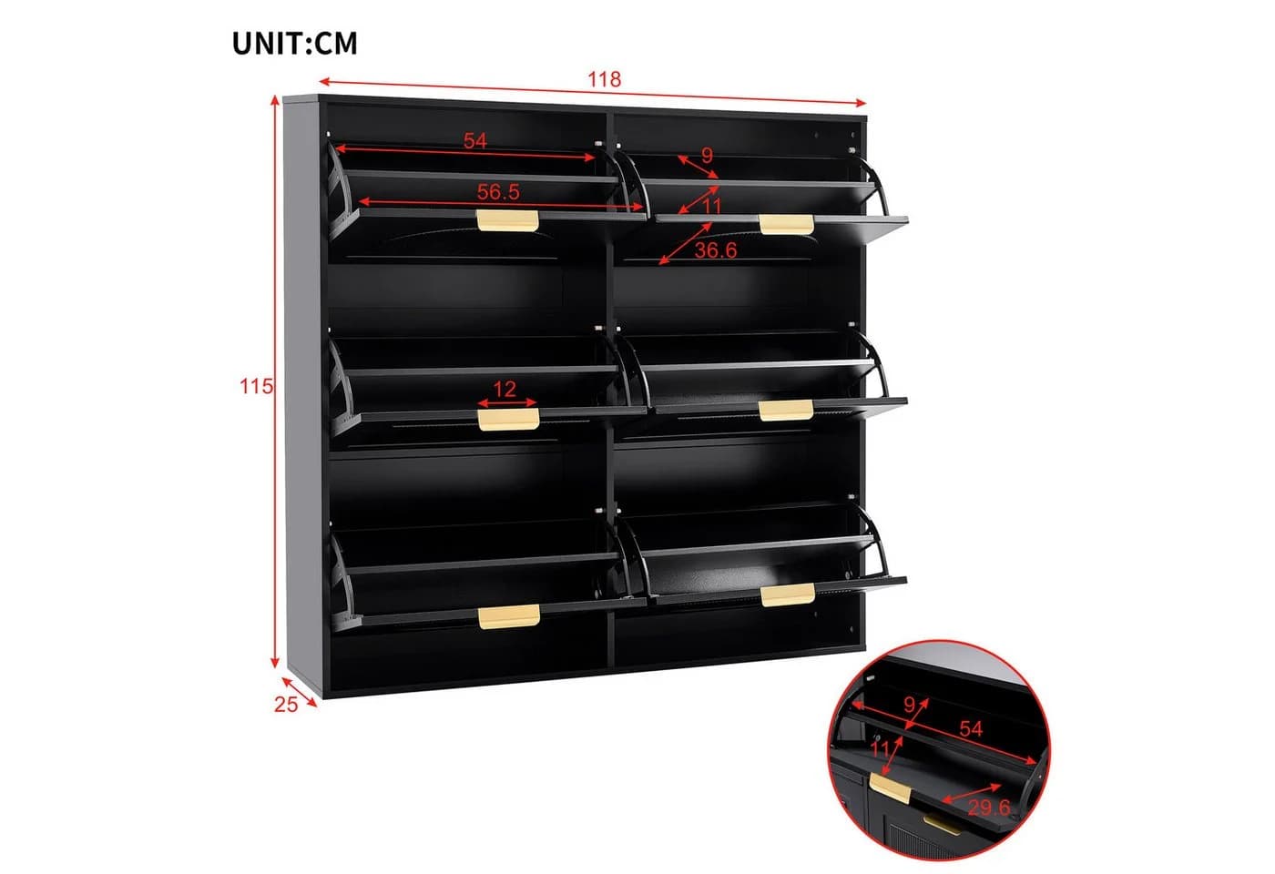 Merax Schuhschrank 6 Klappen Weiß MDF Flur - Bild 5