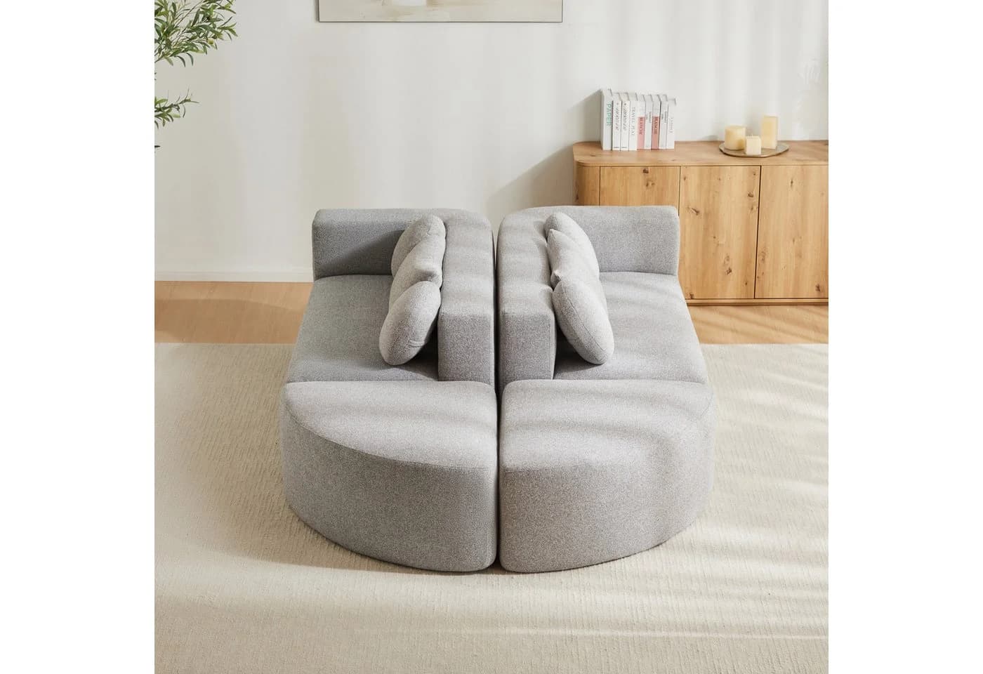 Merax Ecksofa 4-Sitzer Grau Chenille Schlafcouch - Bild 5