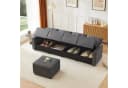 Merax Ecksofa 4-Sitzer Cord mit Stauraum und Hocker Bild 4