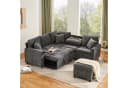 Merax Ecksofa 4-Sitzer Schlafsofa Chenille Beige/Grau Bild 2