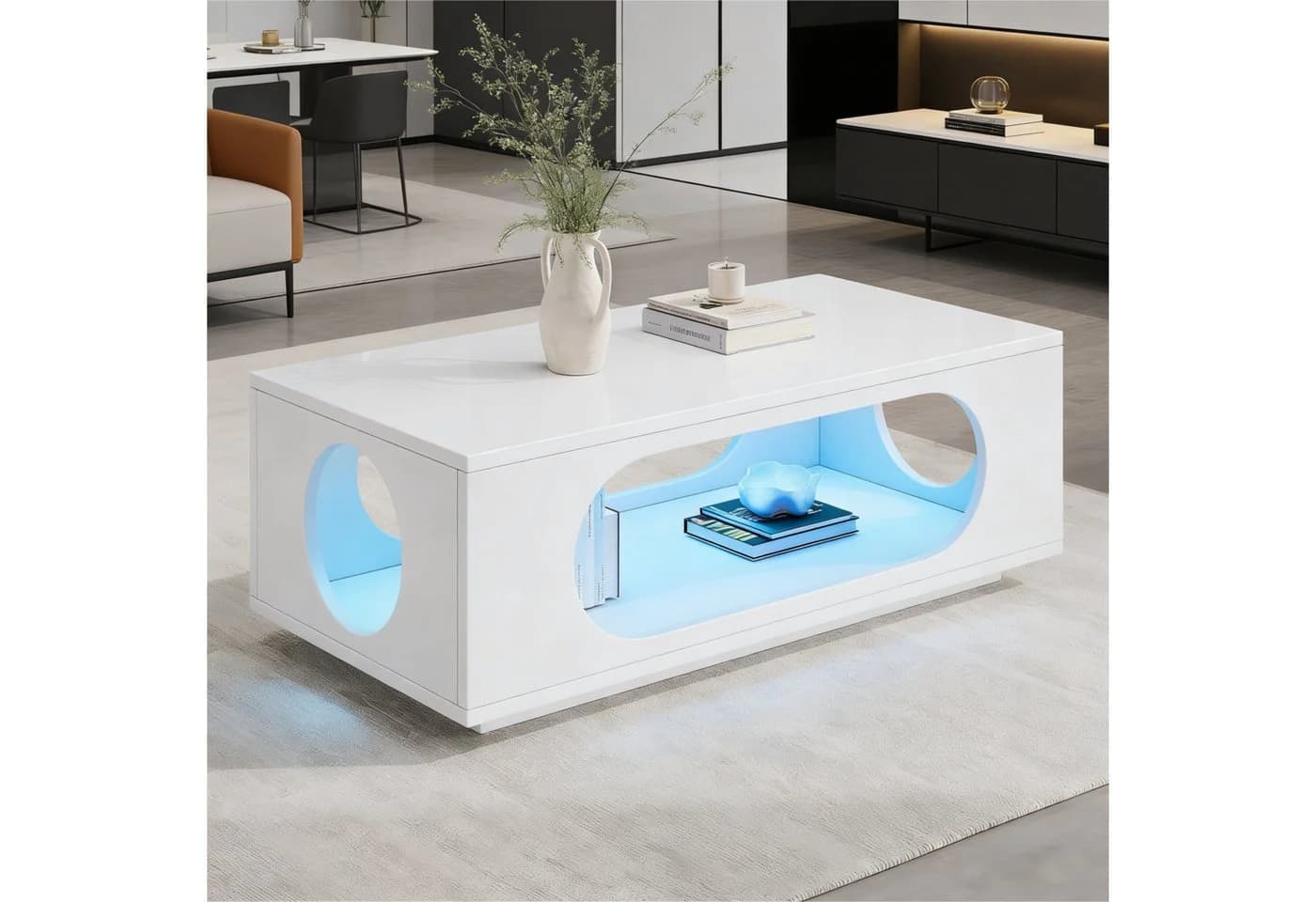 Merax Couchtisch Hochglanz mit LED-Beleuchtung & APP Steuerung - Bild 2