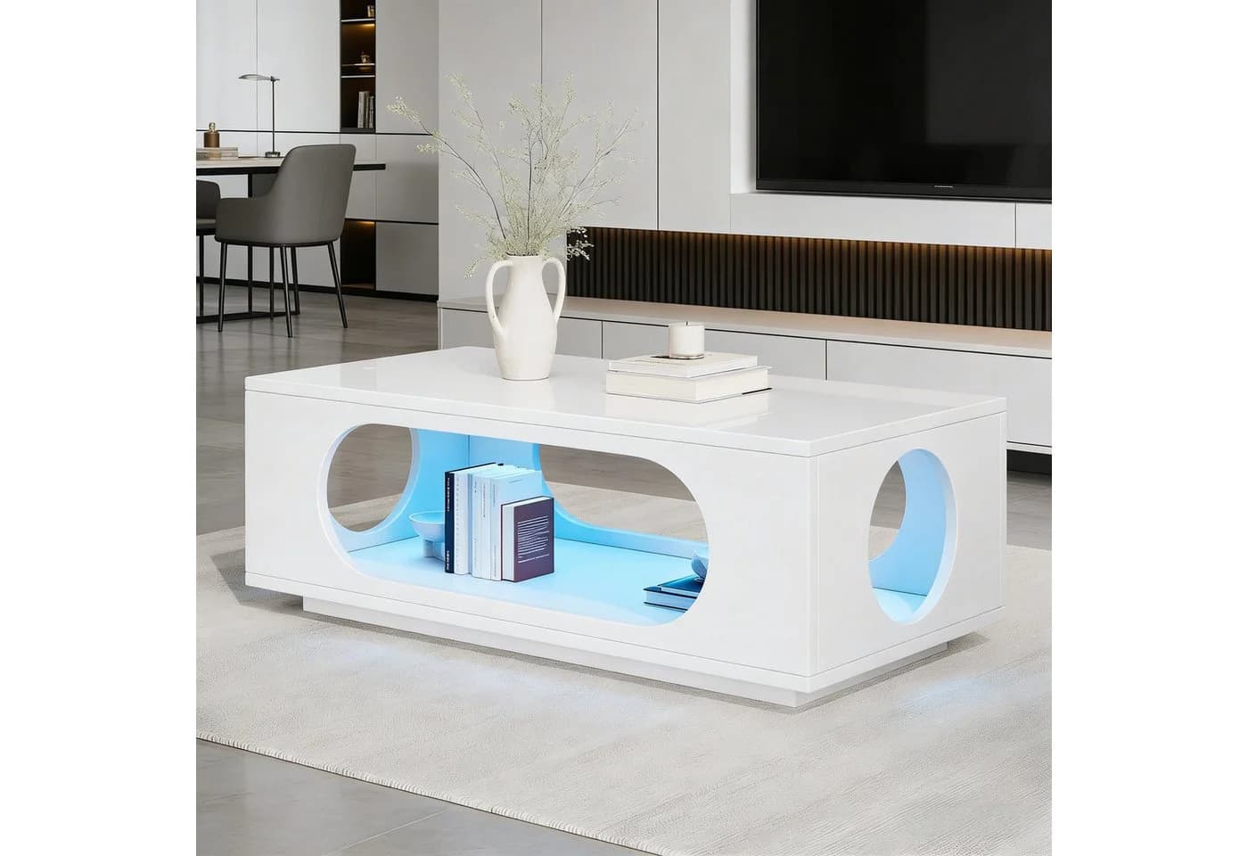 Merax Couchtisch Hochglanz mit LED-Beleuchtung & APP Steuerung - Bild 3
