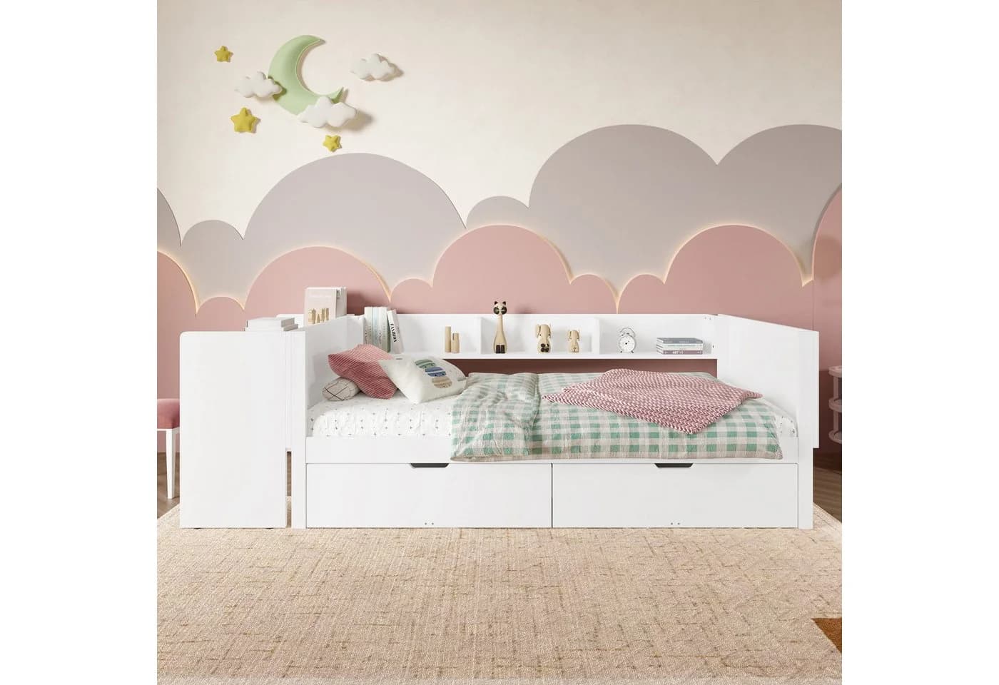 Flieks Kinderbett 90x200cm mit Schreibtisch und Schubladen Weiß - Bild 3