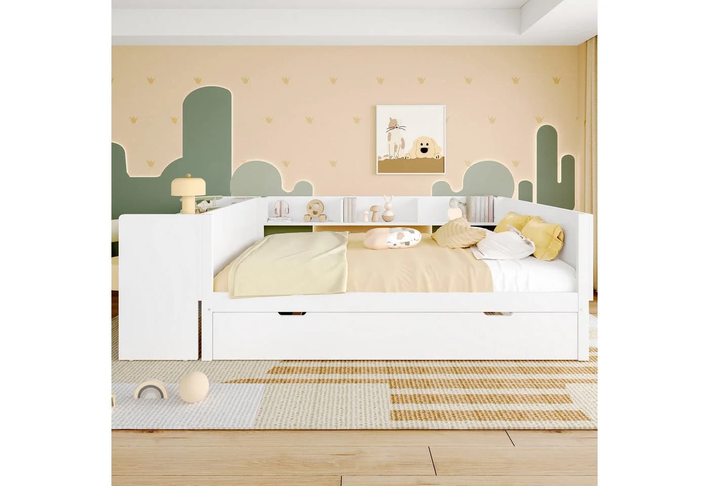 Flieks Kinderbett mit Ausziehbett und Schreibtisch Weiß - Bild 3