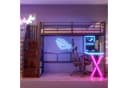 Flieks Hochbett LED Metallbett mit Schreibtisch und Stauraumtreppe Schwarz Bild 1