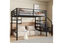 Flieks Hochbett Metallbett Schwarz mit Stauraumtreppe Bild 1
