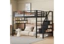 Flieks Hochbett Metallbett Schwarz mit Stauraumtreppe Bild 2