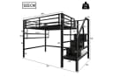 Flieks Hochbett Metallbett Schwarz mit Stauraumtreppe Bild 5