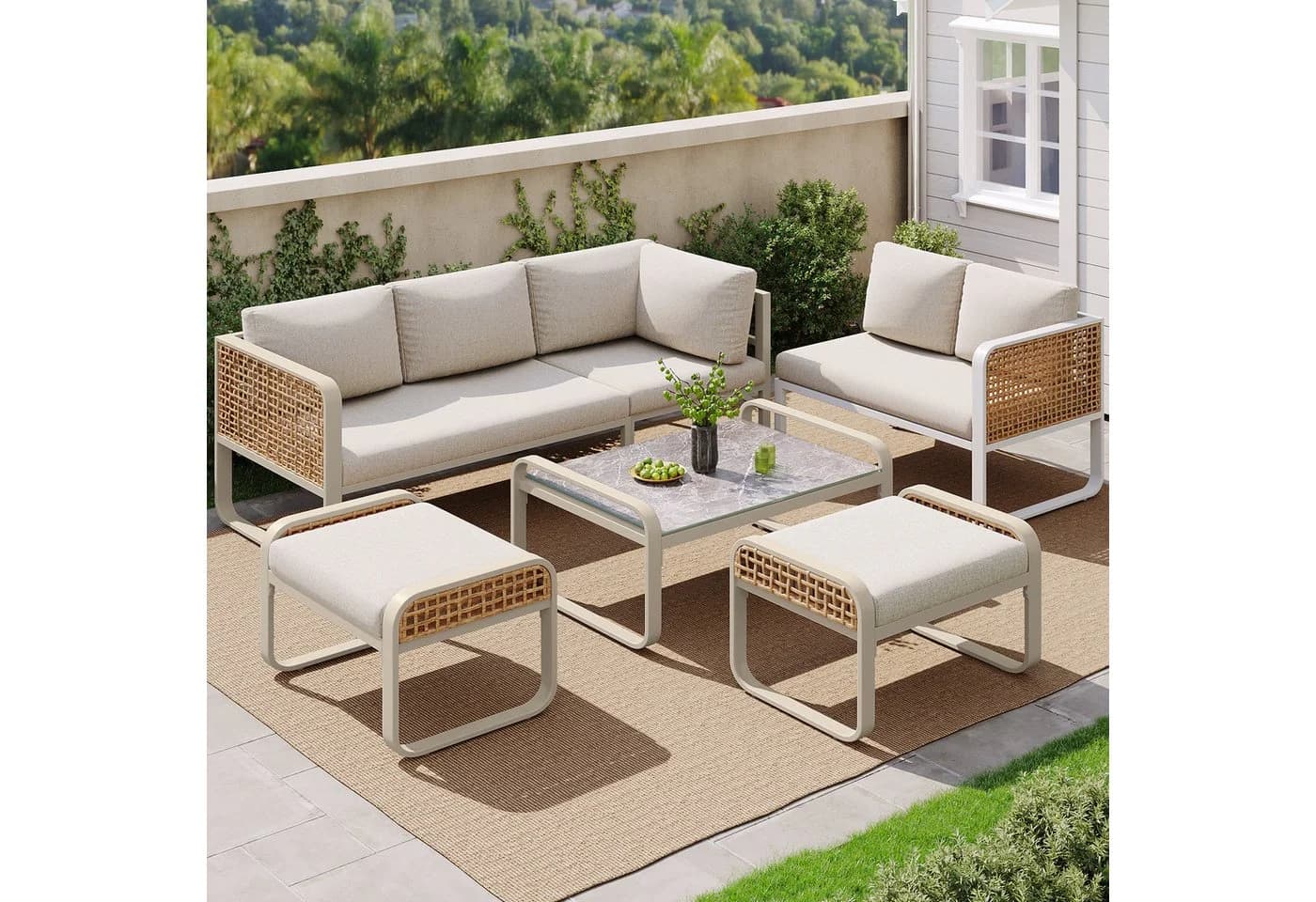 Flieks Gartenlounge-Set 7-Sitzer Polyrattan