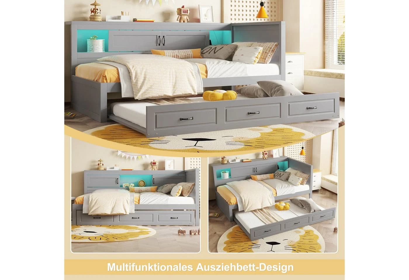Flieks Daybett Grau mit LED und Ausziehfunktion - Bild 5