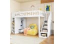 Flieks Hochbett mit Kleiderschrank und Stauraumtreppe Weiß Bild 2