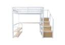 Flieks Hochbett Metall 140x200cm mit Stauraumtreppe und Schreibtisch Bild 5