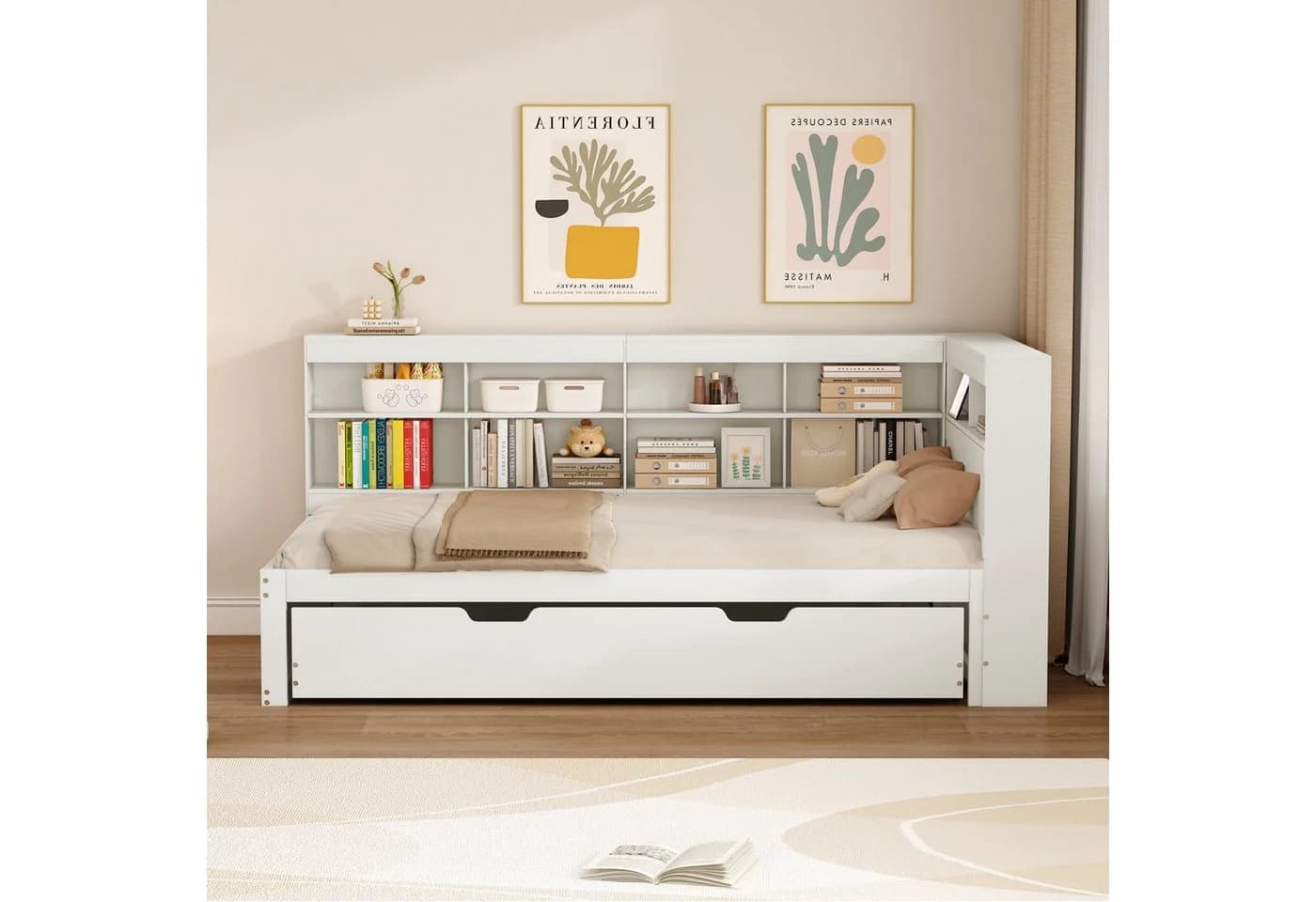 Flieks Massivholzbett Einzelbett 90x200cm mit Stauraum und USB - Bild 3