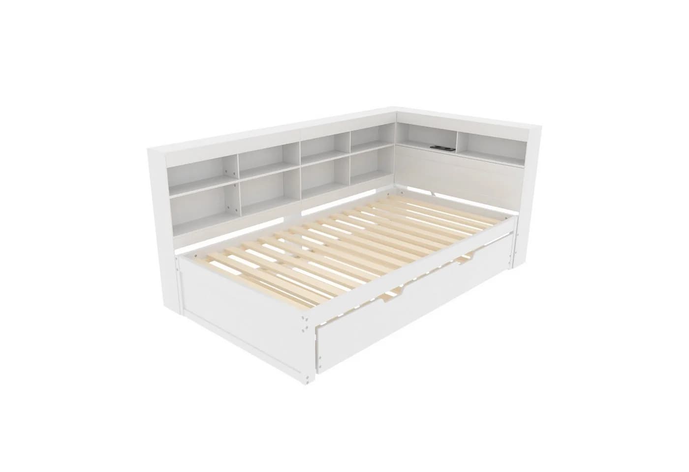 Flieks Massivholzbett Einzelbett 90x200cm mit Stauraum und USB - Bild 5