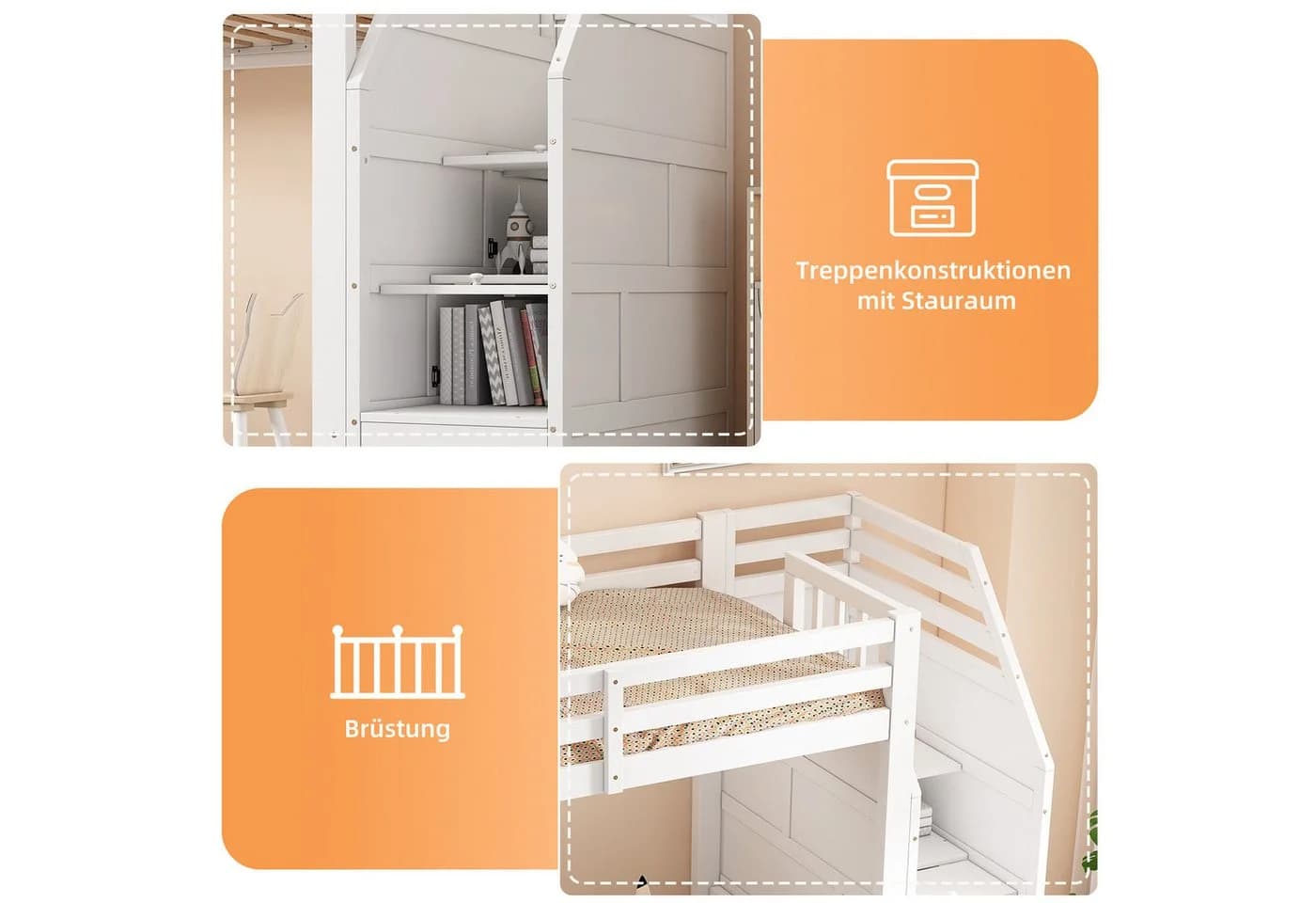 Flieks Hochbett Kinderbett mit Stauraumtreppe - Bild 5