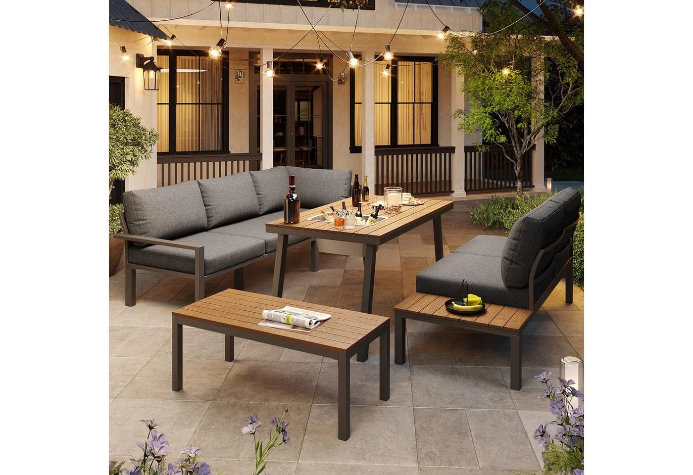 Flieks Gartenlounge-Set Outdoor 7-Sitzer Sitzgruppe