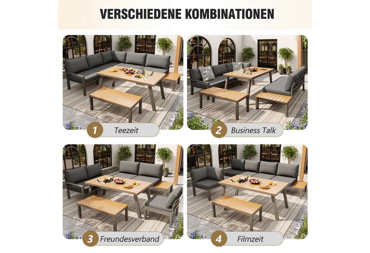 Flieks Gartenlounge-Set Outdoor 7-Sitzer Sitzgruppe - Bild 4