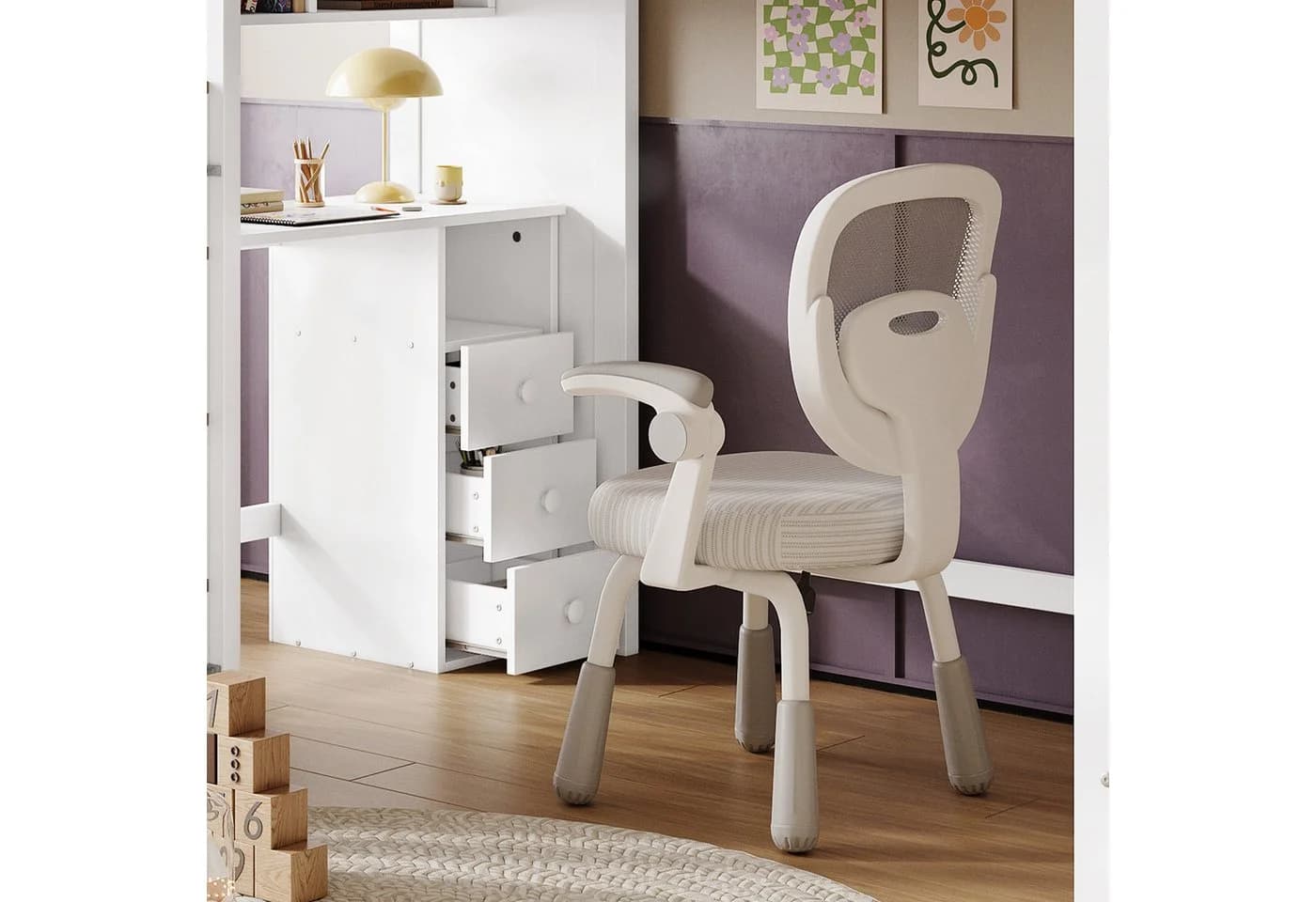 Flieks Hochbett 90x200 mit Stauraumtreppe & Schreibtisch - Bild 5