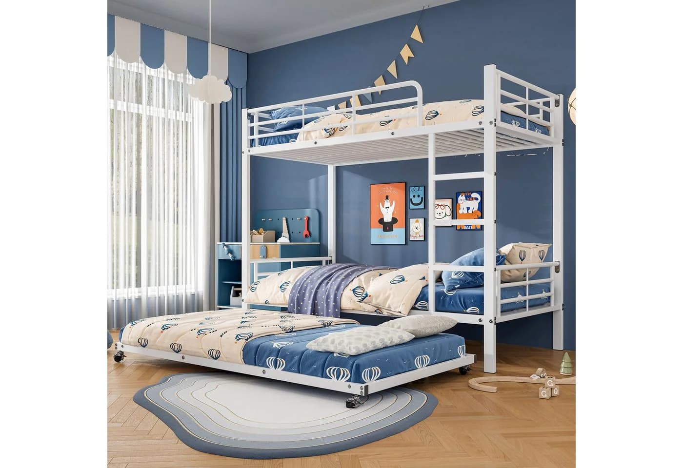 Flieks Dreierbett Metallbett mit Ausziehbett und Leiter - Bild 2