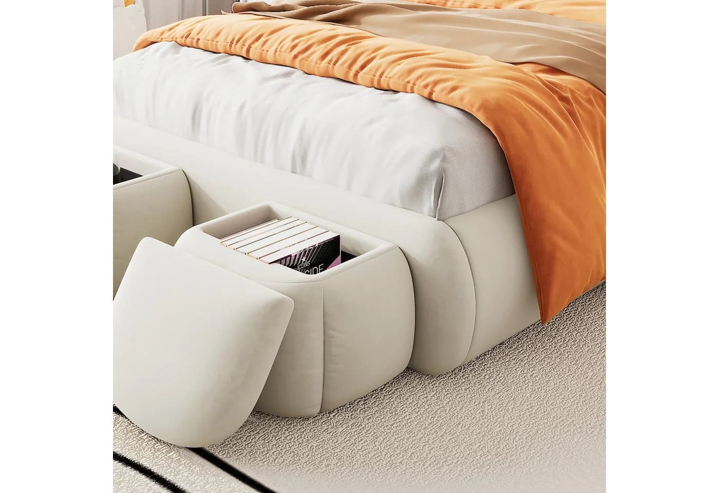 Flieks Polsterbett LED Einzelbett 90x200cm Beige mit Hasenohren - Bild 4