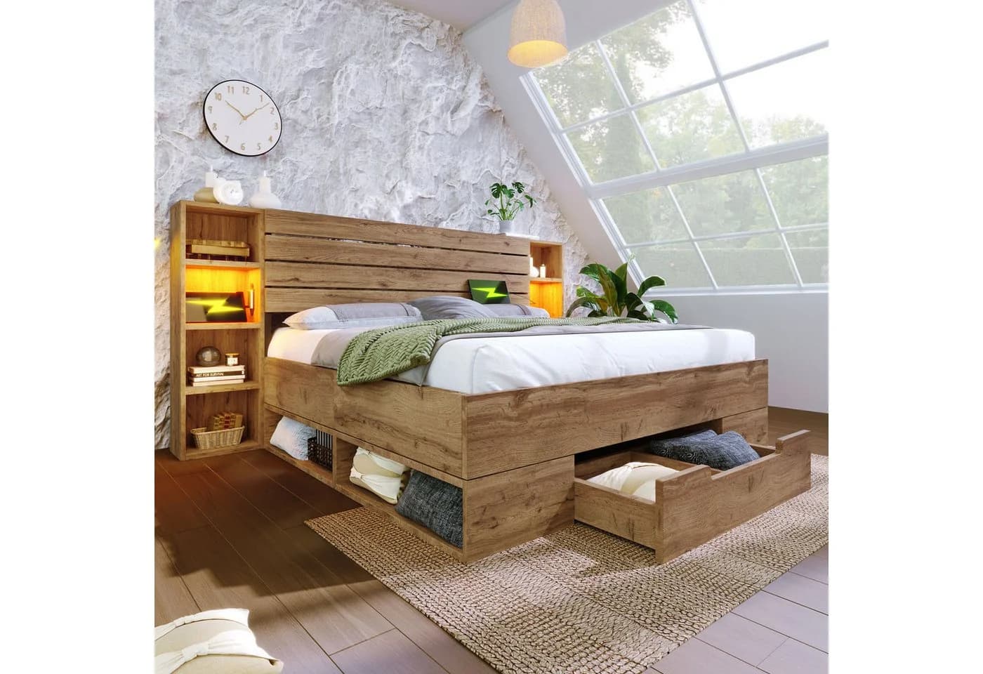 Flieks LED Doppelbett 180x200 mit Stauraum und Schubladen - Bild 2