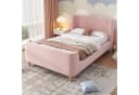 Flieks Polsterbett Rosa Samt Kinderbett 90x200cm Bild 2