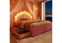 Flieks Polsterbett Rosa LED Prinzessinnenbett mit Schubladen Bild 3