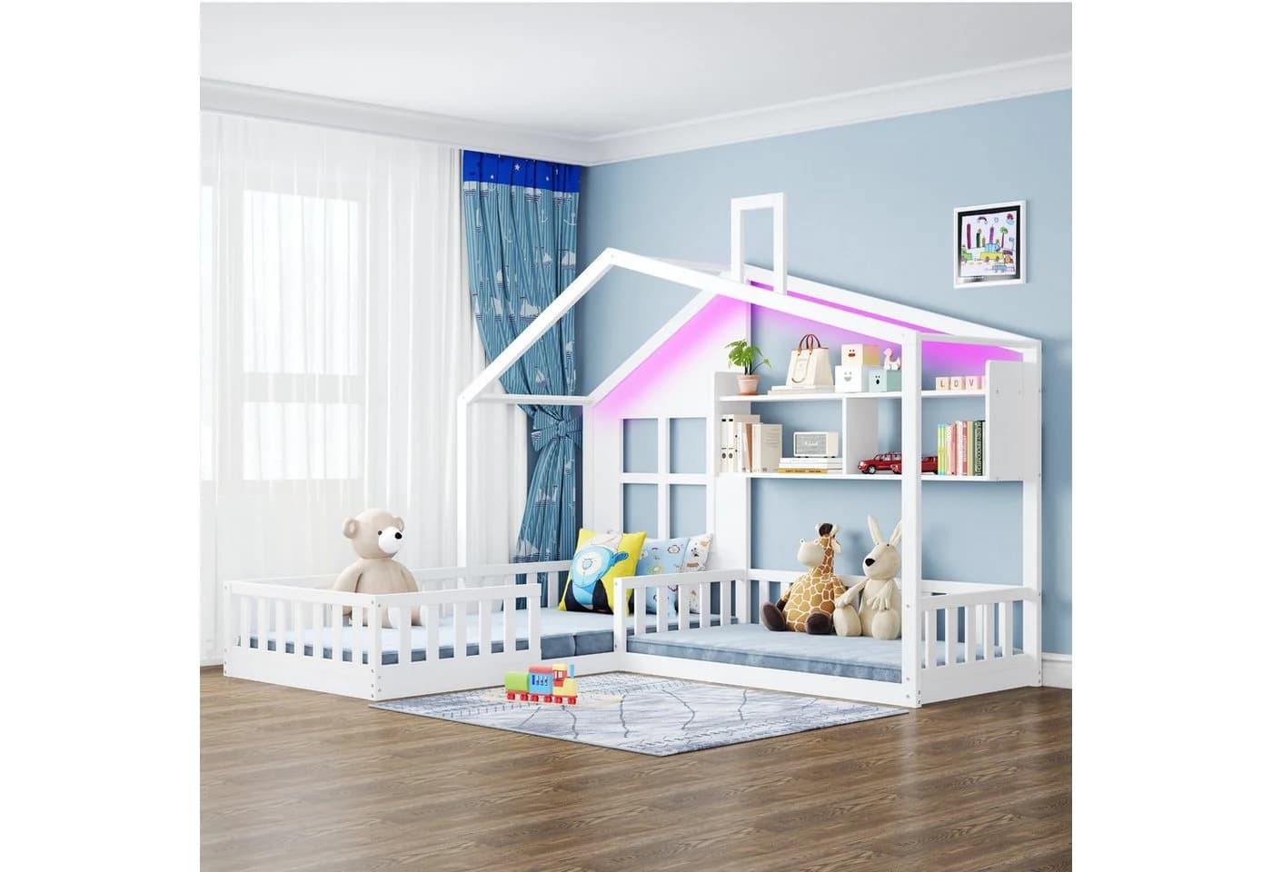 Flieks Kinderbett Hausbett mit Fenster und Schornstein Weiß - Bild 2
