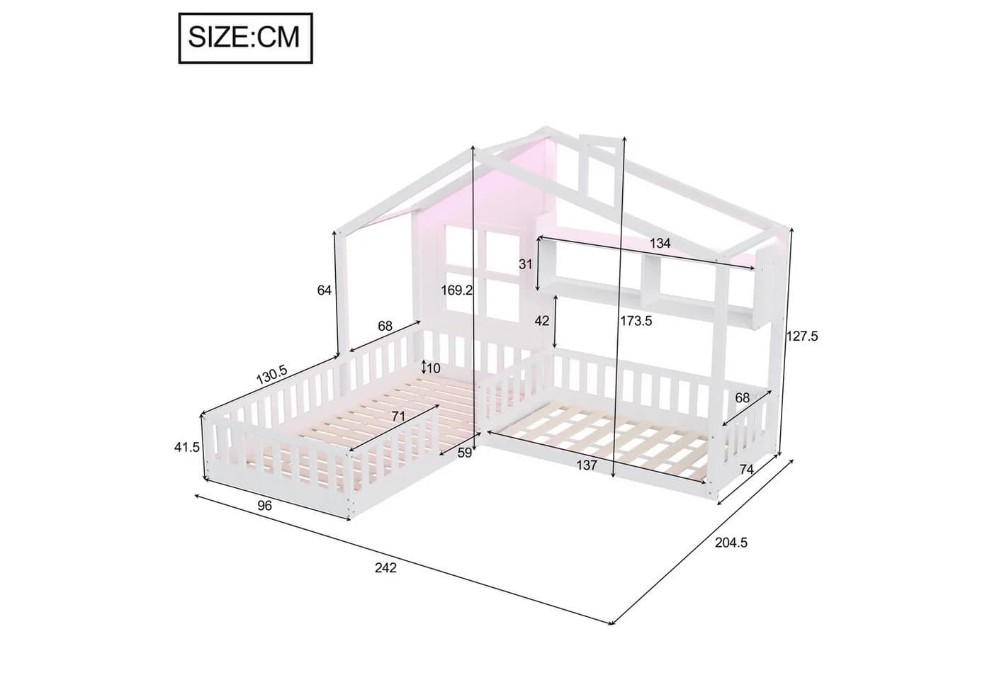 Flieks Kinderbett Hausbett mit Fenster und Schornstein Weiß - Bild 4