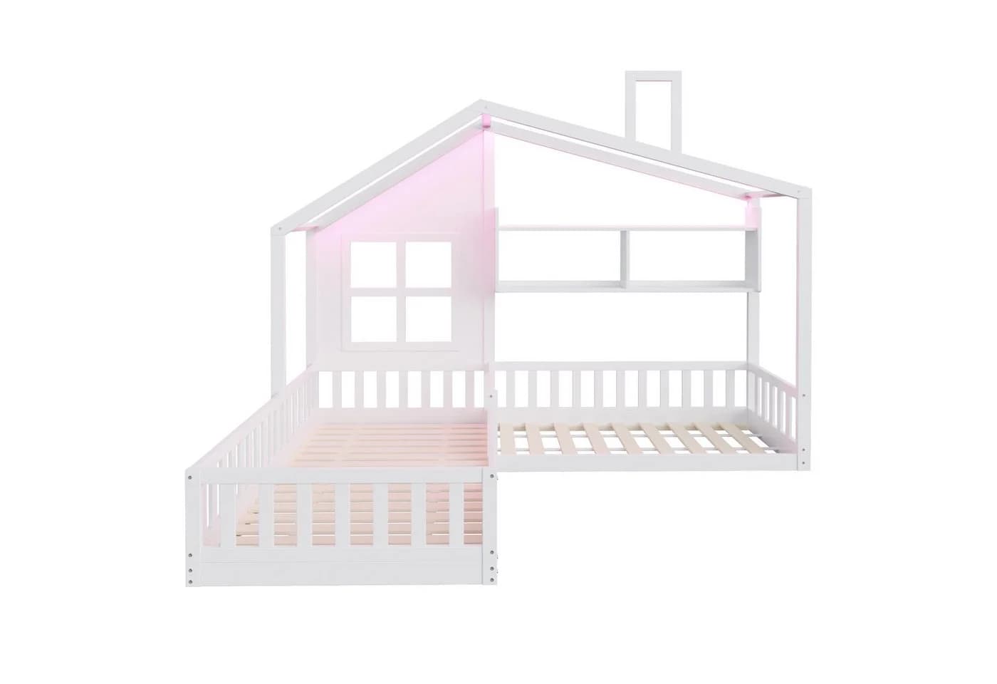 Flieks Kinderbett Hausbett mit Fenster und Schornstein Weiß - Bild 5