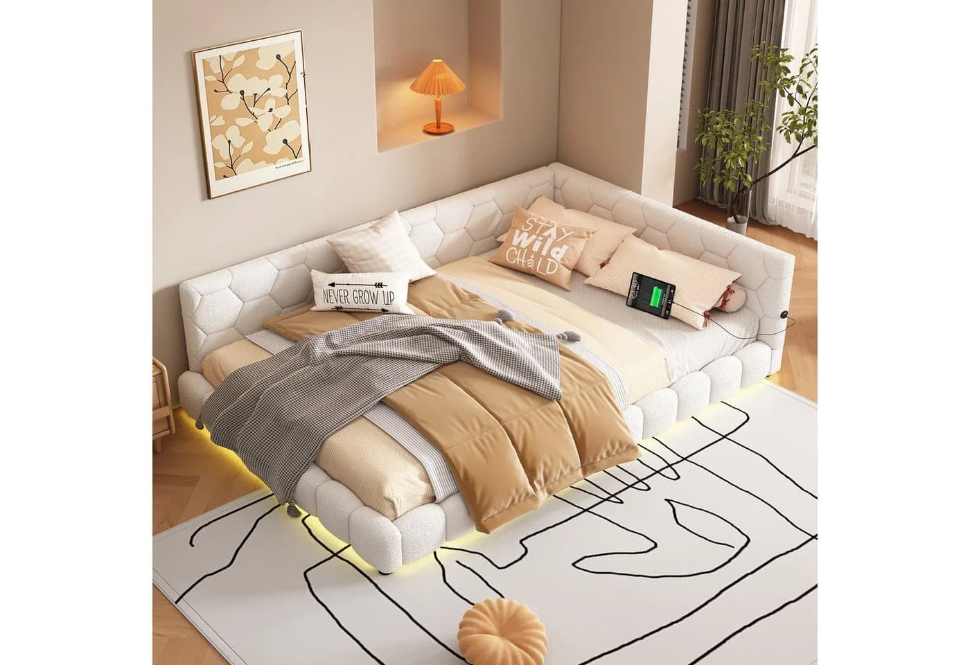 Flieks Polsterbett Samt 140x200cm mit USB-Anschluss - Bild 2