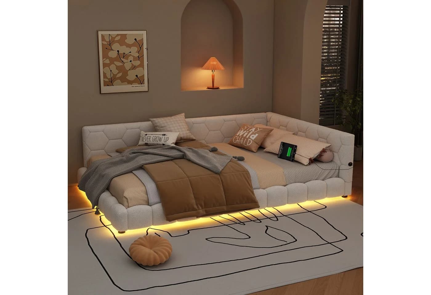 Flieks Polsterbett Samt 140x200cm mit USB-Anschluss - Bild 3