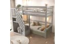 Flieks Hochbett Massivholz mit Stauraumtreppe Grau Bild 1